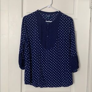 Old navy blue and white polka dot shirt XL